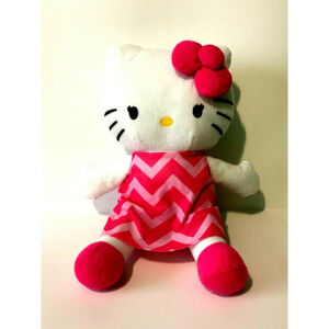 2015 Sanrio Hello Kitty Pink Zig Zag Dress Bow The Northwest 12" Sitting Plush